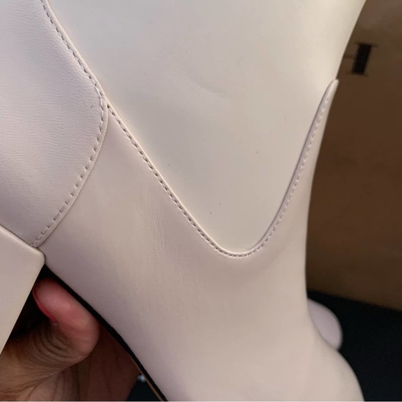 Coach Nala Chalk White Leather Booties Size 8.5 Signature Gold - Picture 14 of 14